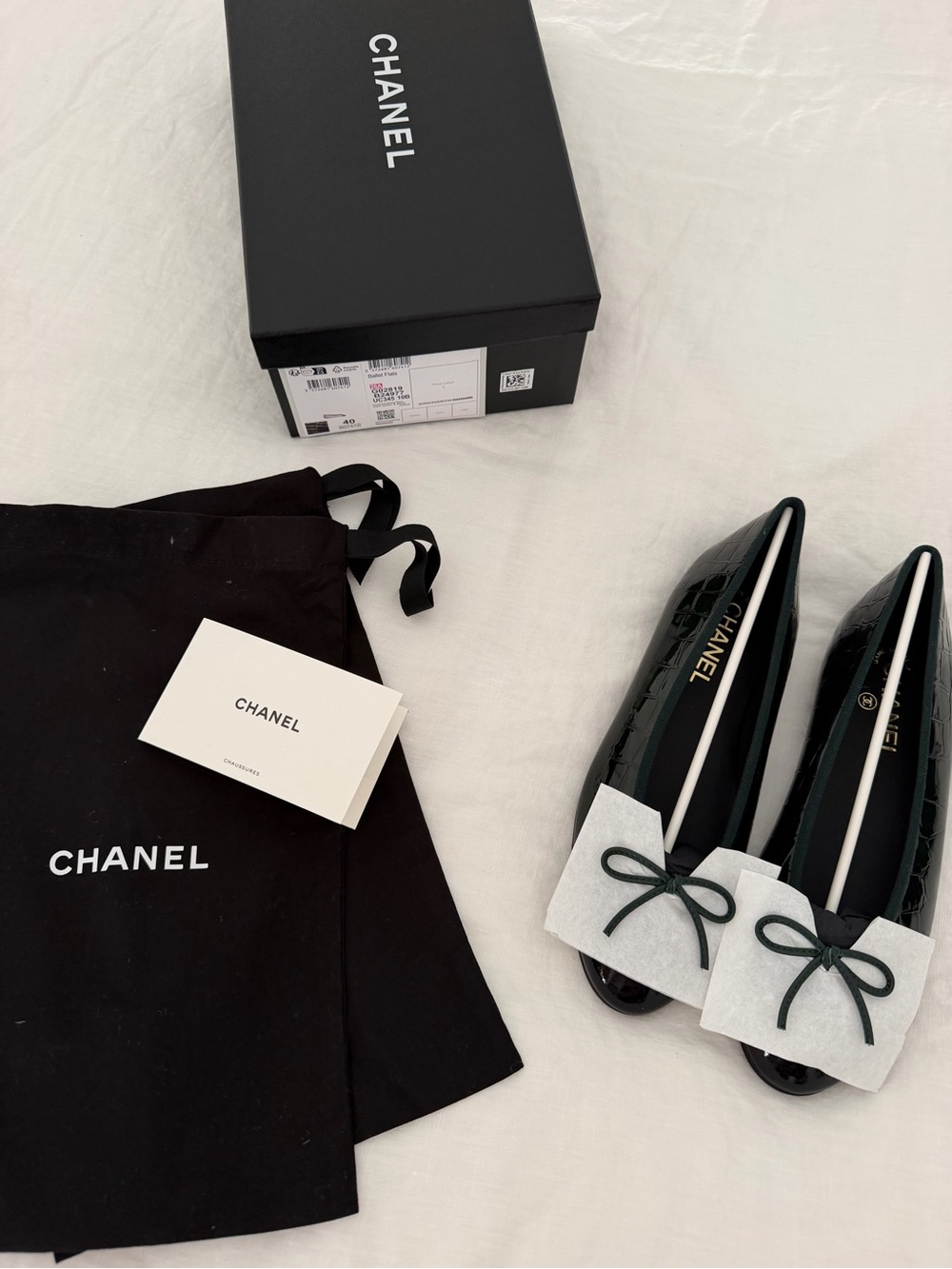 Chanel Metiers d’Art 26 Green Croc Ballet Flats - Picture 6 of 7